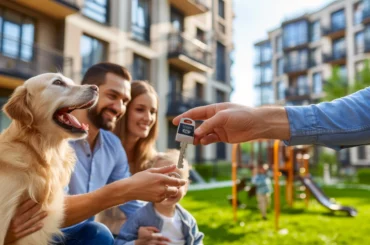 casal e cachorro de estimação em condomínio pet-friendly